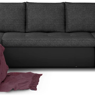 Großes Schlafsofa AURELIE – dunkelgrau/schwarzes Öko-Leder, linke Ausführung
