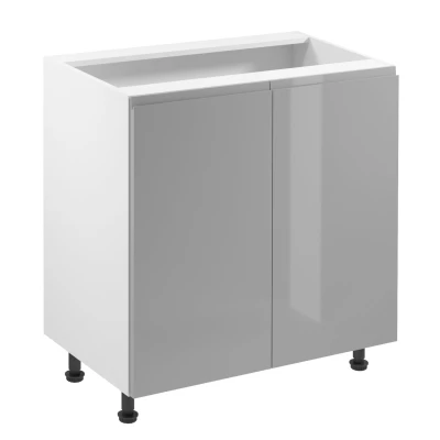 ARBOR Unterschrank mit zwei Türen – Breite 80 cm, glänzend grau/weiß