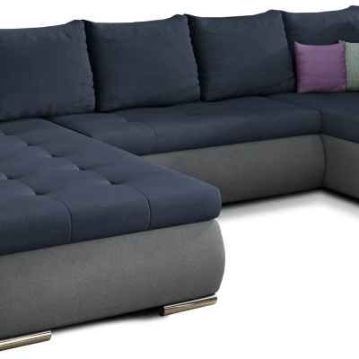 Großes Schlafsofa AURELIE – blau/dunkelgrau, linke Ausführung