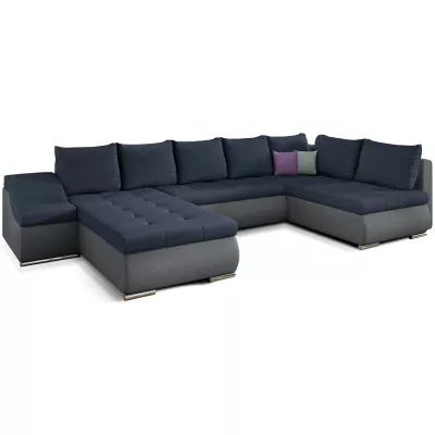 Großes Schlafsofa AURELIE – blau/dunkelgrau, linke Ausführung