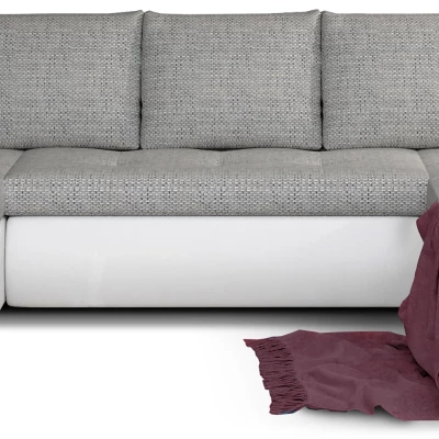 Großes Schlafsofa AURELIE – hellgrau/weißes Öko-Leder, Echtleder