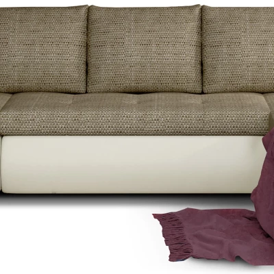 Großes Schlafsofa AURELIE – dunkelbeige/beige Öko-Leder, echtes Design