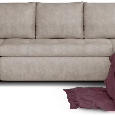 Großes Schlafsofa AURELIE – beiges Kunstleder, Echtleder