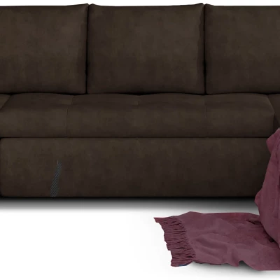 Großes Schlafsofa AURELIE – braunes Kunstleder, Echtleder