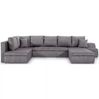 Großes Schlafsofa AURELIE – graues Kunstleder, Echtleder