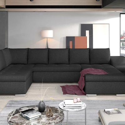 Großes Schlafsofa AURELIE – dunkelgrau, echtes Design