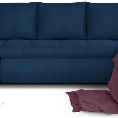 Großes Schlafsofa AURELIE - blau, rechte Ausführung