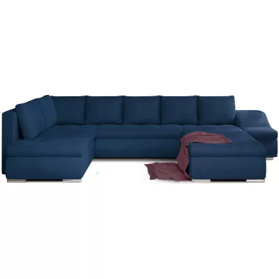 Großes Schlafsofa AURELIE - blau, rechte Ausführung