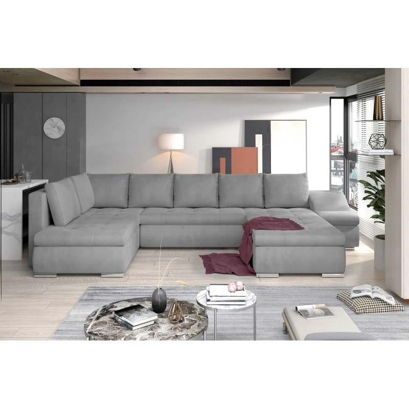 Großes Schlafsofa AURELIE - grau, echtes Design