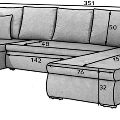 Großes Schlafsofa AURELIE - grau, echtes Design