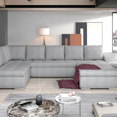 Großes Schlafsofa AURELIE – hellgrau, echtes Design
