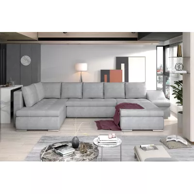 Großes Schlafsofa AURELIE – hellgrau, echtes Design