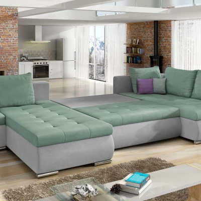 Großes Schlafsofa AURELIE – hellgrau, echtes Design