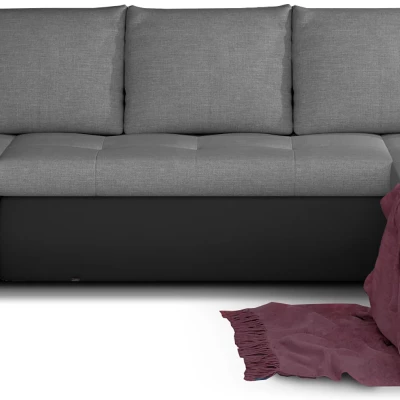 Großes Schlafsofa AURELIE – grau/schwarzes Kunstleder, Echtleder
