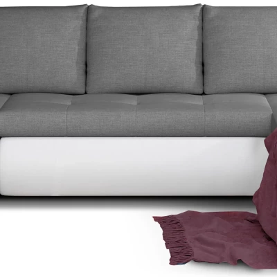 Großes Schlafsofa AURELIE – grau/weißes Öko-Leder, Echtleder