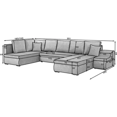 Großes Schlafsofa AURELIE – schwarz / schwarzes Kunstleder, Echtleder