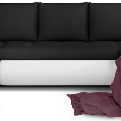 Großes Schlafsofa AURELIE – schwarz/weißes Öko-Leder, Echtleder