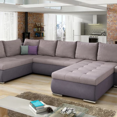 Großes Schlafsofa AURELIE – hellrosa/lila, echtes Design