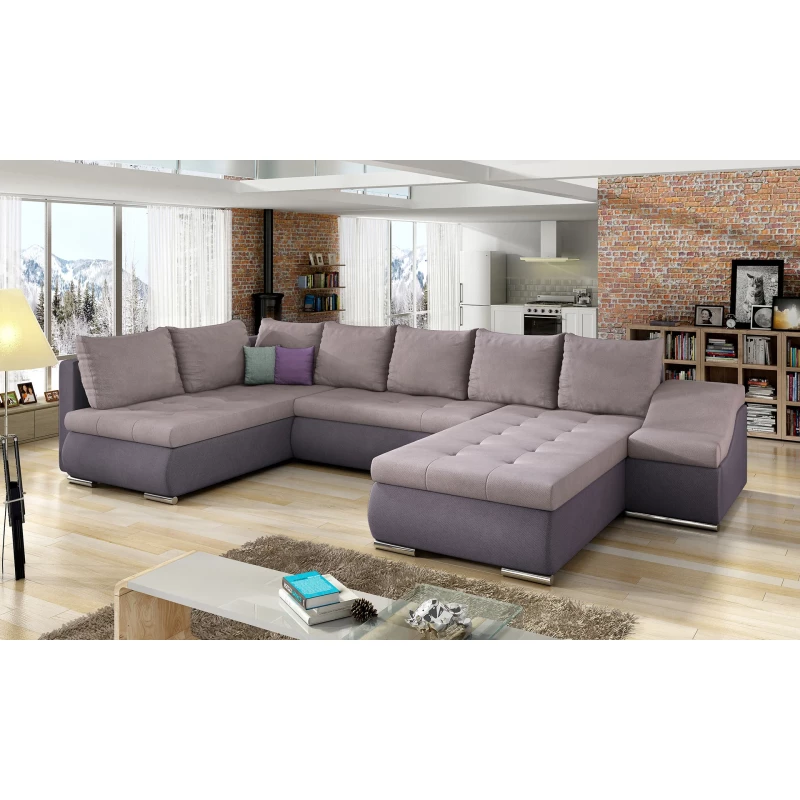 Großes Schlafsofa AURELIE – hellrosa/lila, echtes Design