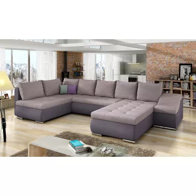 Großes Schlafsofa AURELIE – hellrosa/lila, echtes Design
