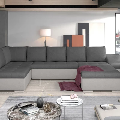 Großes Schlafsofa AURELIE – dunkelgrau/grau, echtes Design