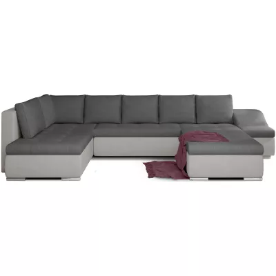Großes Schlafsofa AURELIE – dunkelgrau/grau, echtes Design