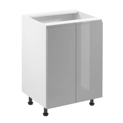 ARBOR Unterschrank mit zwei Türen – Breite 60 cm, glänzend grau/weiß
