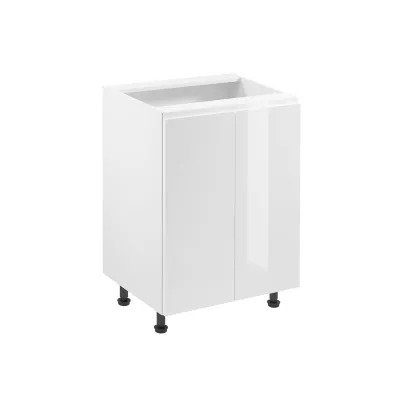 ARBOR Unterschrank mit zwei Türen – Breite 60 cm, Hochglanzweiß / Weiß
