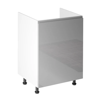 ARBOR Unterschrank für Spülbecken – Breite 60 cm, glänzend grau/weiß, linke Ausführung