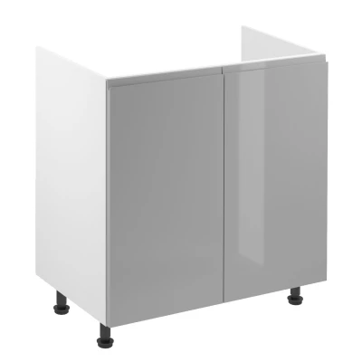 Zweitüriger Spülenunterschrank ARBOR – Breite 80 cm, glänzend grau/weiß