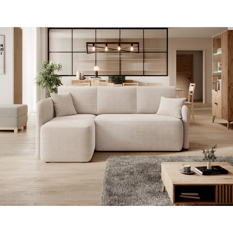 Kleine Sofagarnitur TAHLIA – hellbeige, linke Ecke