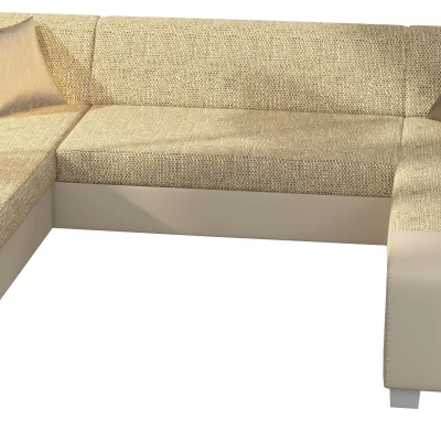 Großes U-förmiges Sofa KAIRI – dunkelbeige/beiges Öko-Leder, linke Ausführung