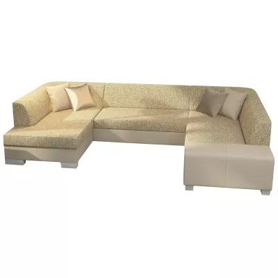 Großes U-förmiges Sofa KAIRI – dunkelbeige/beiges Öko-Leder, linke Ausführung