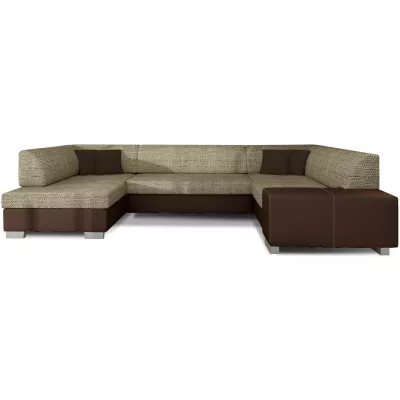 Großes U-förmiges Sofa KAIRI – dunkelbeige/braunes Öko-Leder, linke Ausführung