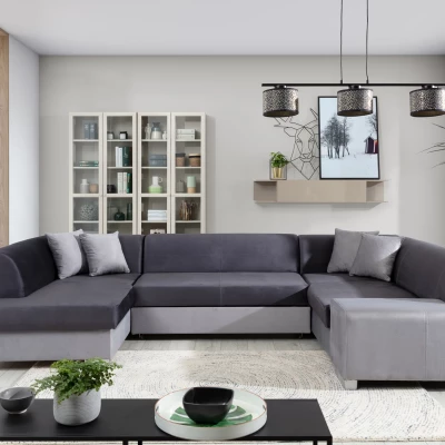 Großes U-förmiges Sofa KAIRI – Graphit/Grau, linke Ausführung