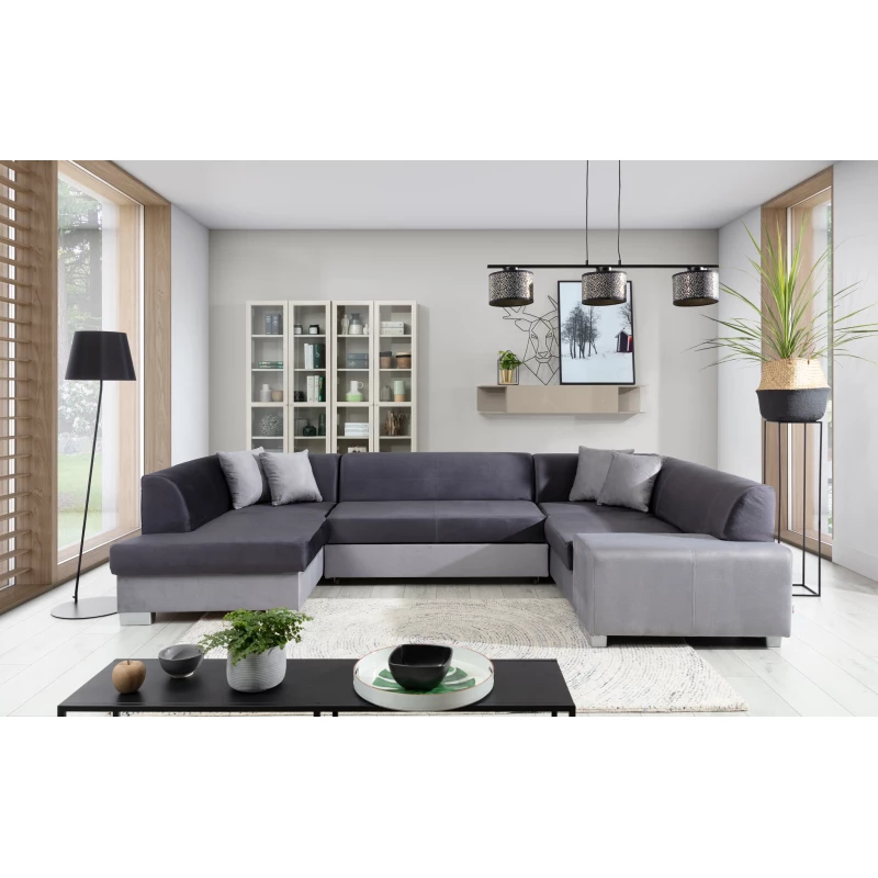 Großes U-förmiges Sofa KAIRI – Graphit/Grau, linke Ausführung