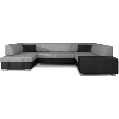 Großes U-förmiges Sofa KAIRI – Esche/schwarzes Öko-Leder, linke Ausführung