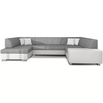 Großes U-förmiges Sofa KAIRI – Esche/weißes Öko-Leder, linke Ausführung