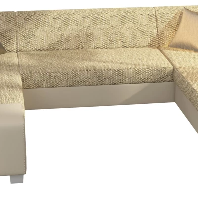 Große U-förmige Sofagarnitur KAIRI – dunkelbeige/beige Öko-Leder, Echtleder