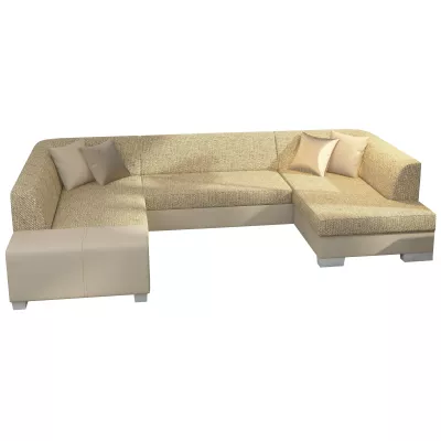 Große U-förmige Sofagarnitur KAIRI – dunkelbeige/beige Öko-Leder, Echtleder
