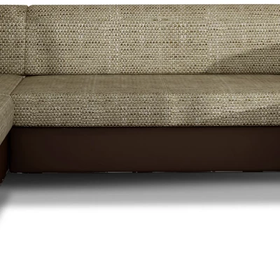 Große U-förmige Sofagarnitur KAIRI – dunkelbeige/braunes Öko-Leder, authentisches Design