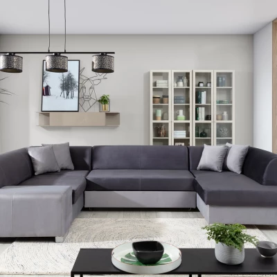 Große U-förmige Sofagarnitur KAIRI – Graphit/Grau, echtes Design