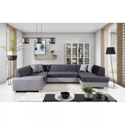 Große U-förmige Sofagarnitur KAIRI – Graphit/Grau, echtes Design