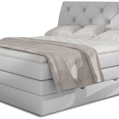 Boxspringbett 140x200 VORVIRO - weißes Öko-Leder