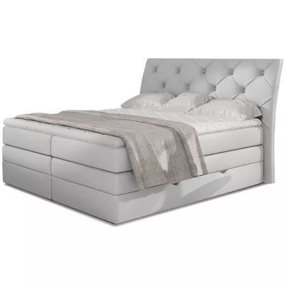 Boxspringbett 140x200 VORVIRO - weißes Öko-Leder
