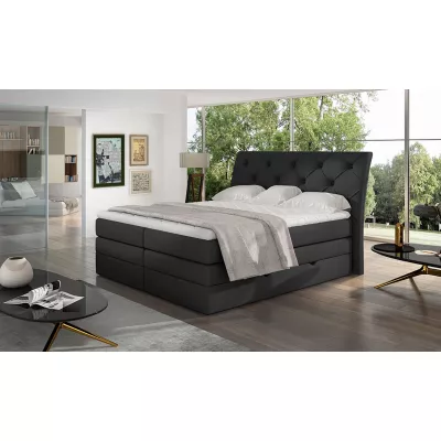 Boxspringbett 140x200 VORVIRO - schwarzes Öko-Leder