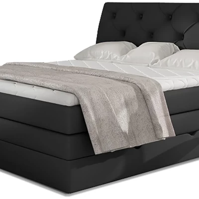 Boxspringbett 140x200 VORVIRO - schwarzes Öko-Leder