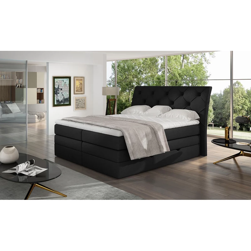 Boxspringbett 140x200 VORVIRO - schwarz