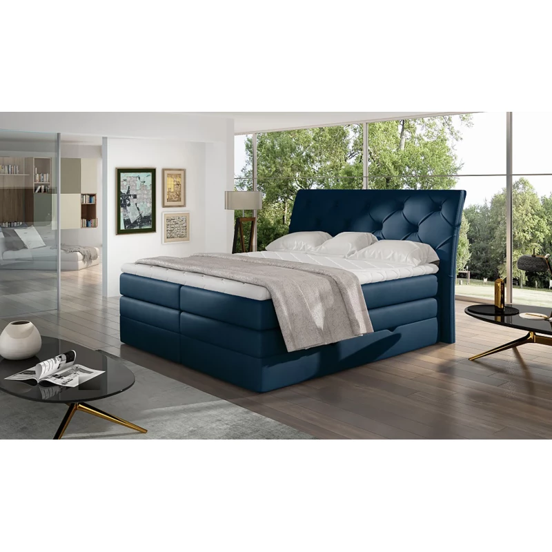 Boxspringbett 140x200 VORVIRO - blau