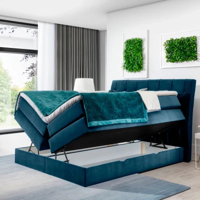 Boxspringbett 140x200 VORVIRO - blau